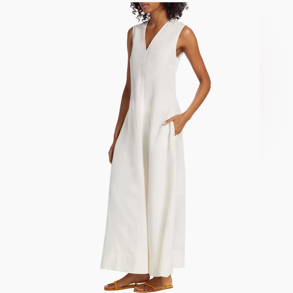 Toteme Plunging Floral Jacquard Twisted Backless Maxi Dress Off White FR 34 700$ - Picture 5 of 17